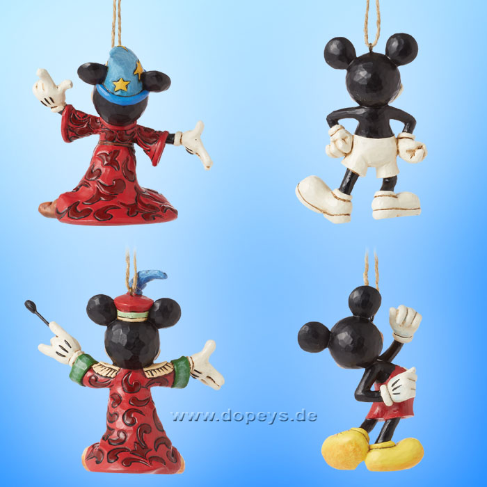 Disney Traditions Figur - Mickey Maus Weihnachtsbaumanhänger / Ornament 4 Stück im Set von Jim Shore 6013565