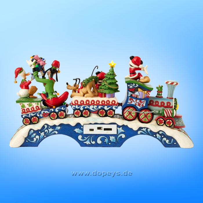 Disney Traditions Figur - Mickey & Freunde LED Weihnachtszug mit Musik (Christmas Cheer on Track), sehr groß von Jim Shore 6014996