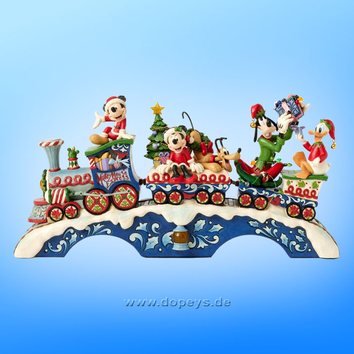 Disney Traditions Figur - Mickey & Freunde LED Weihnachtszug mit Musik (Christmas Cheer on Track), sehr groß von Jim Shore 6014996