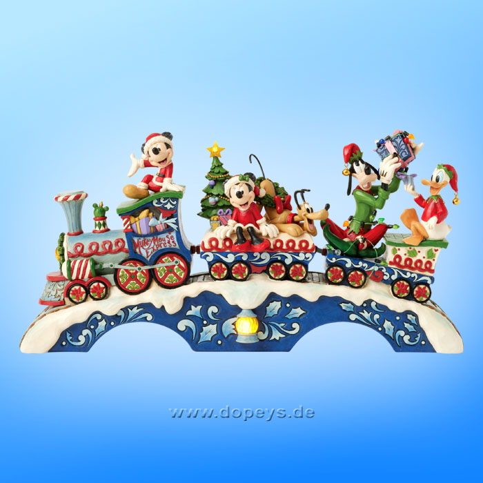 Disney Traditions Figur - Mickey & Freunde LED Weihnachtszug mit Musik (Christmas Cheer on Track), sehr groß von Jim Shore 6014996