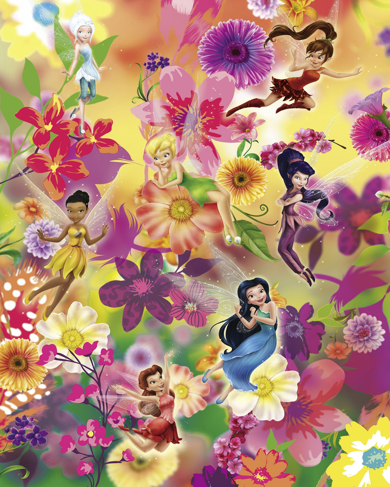Disney Vlies Fototapete Tinker Bell "Fairies Flowers" 2,00m x 2,50m
