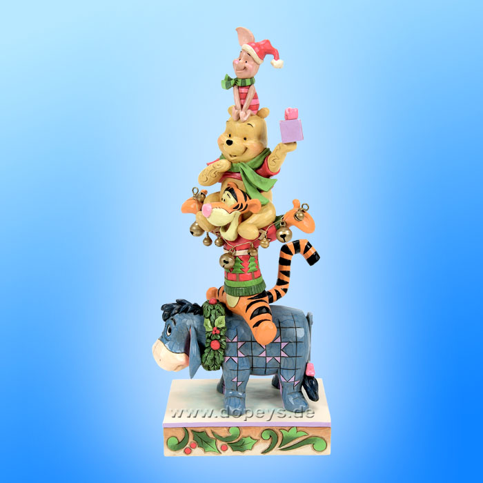 Disney Traditions Figur - Winnie Puuh & Freunde Weihnachts-Stapelturm (Friendship & Festivities) von Jim Shore 6015005