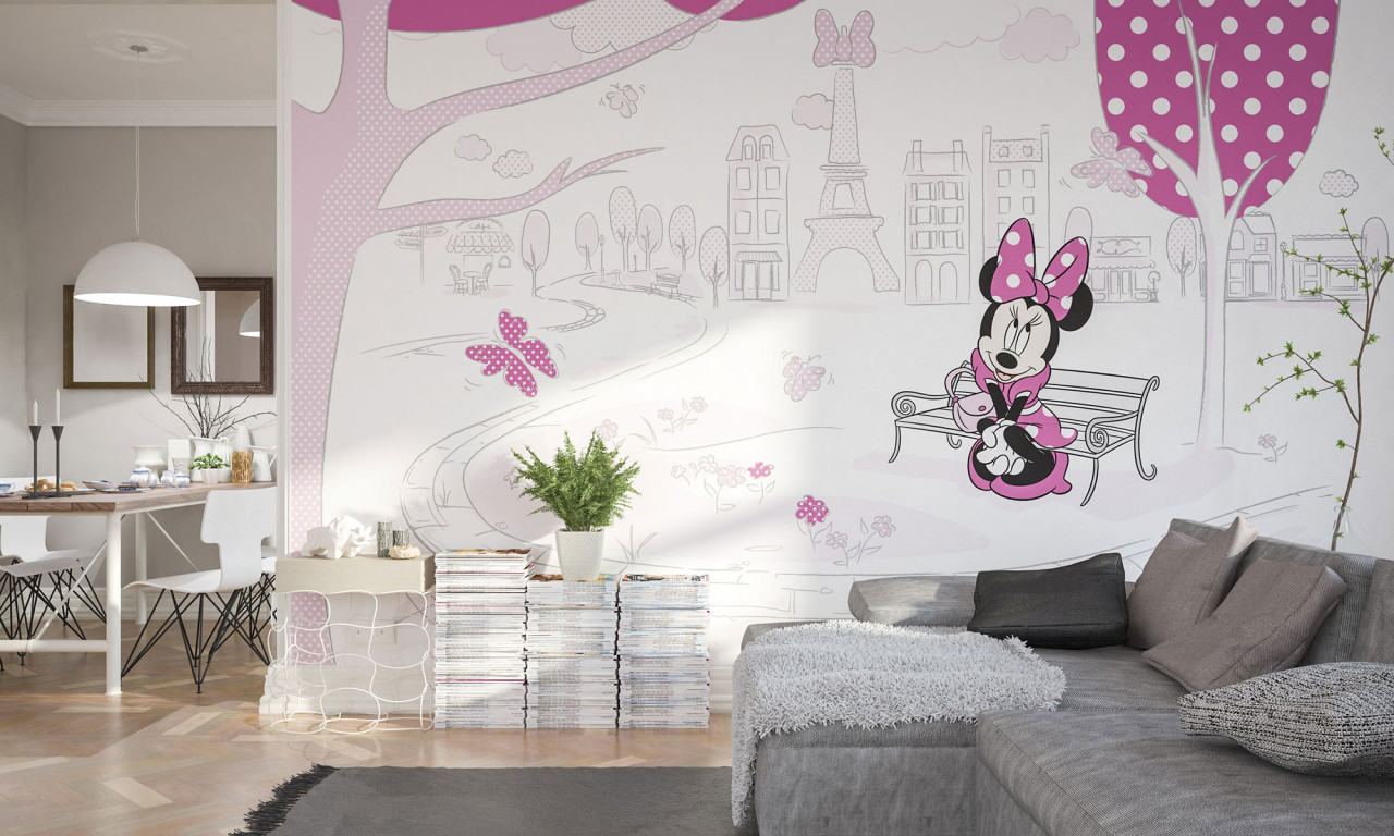 Disney Vlies Fototapete Minnie Maus "Minnie in Paris" 4,00m x 2,50m