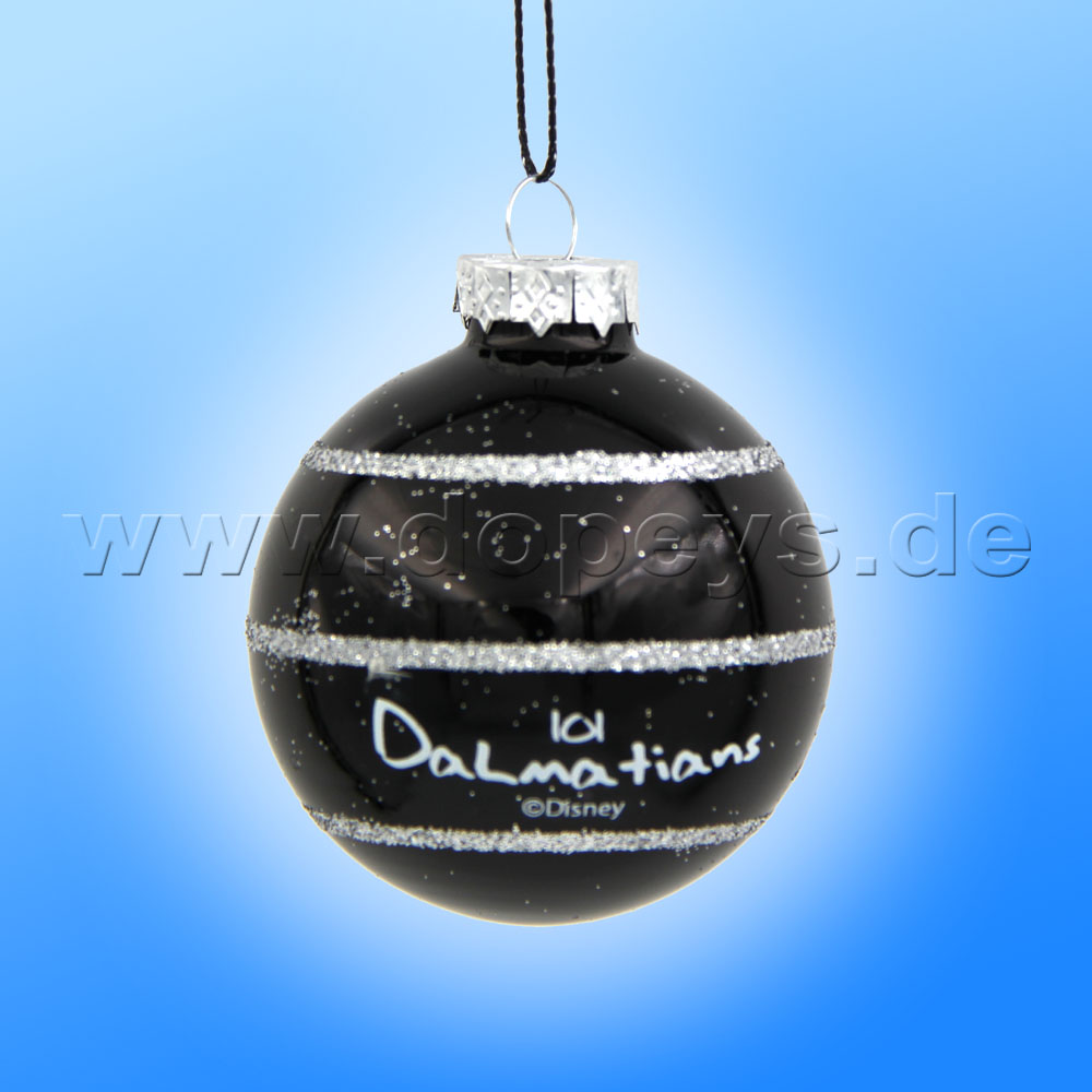 Kurt S. Adler - Disney "Lucky" 101 Dalmatiner Weihnachtsbaumkugel / Glaskugel in Anthrazit, 60 mm DN33034