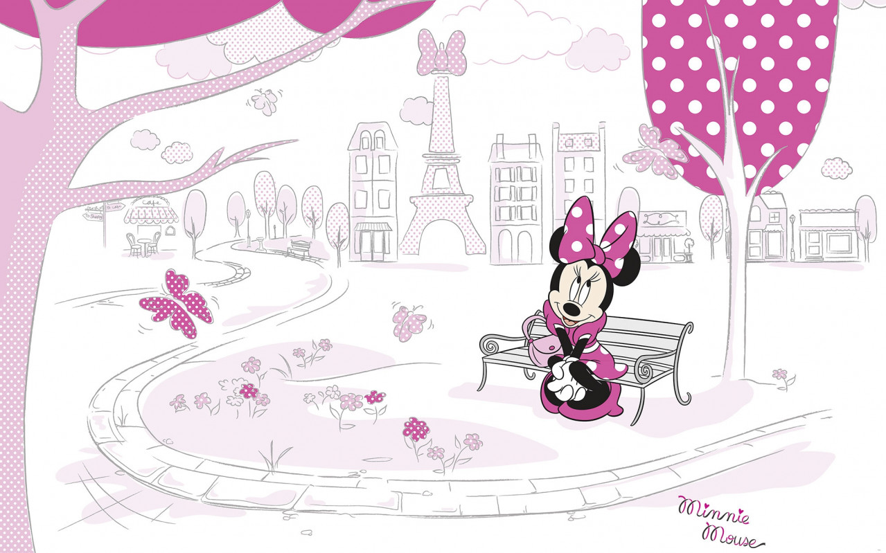 Disney Vlies Fototapete Minnie Maus "Minnie in Paris" 4,00m x 2,50m