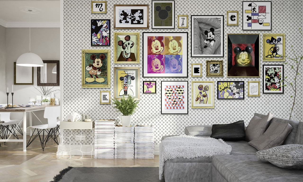 Disney Vlies Fototapete Mickey Maus Kunstgallerie "Mickey Art Collection" 4,00m x 2,50m