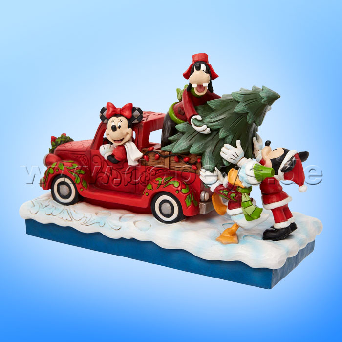 Disney Traditions - Loads Of Christmas Cheer (Mickey & Freunde mit rotem Auto und Weihnachtsbaum) von Jim Shore 6010868
