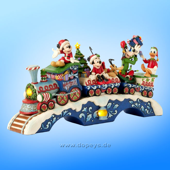 Disney Traditions Figur - Mickey & Freunde LED Weihnachtszug mit Musik (Christmas Cheer on Track), sehr groß von Jim Shore 6014996
